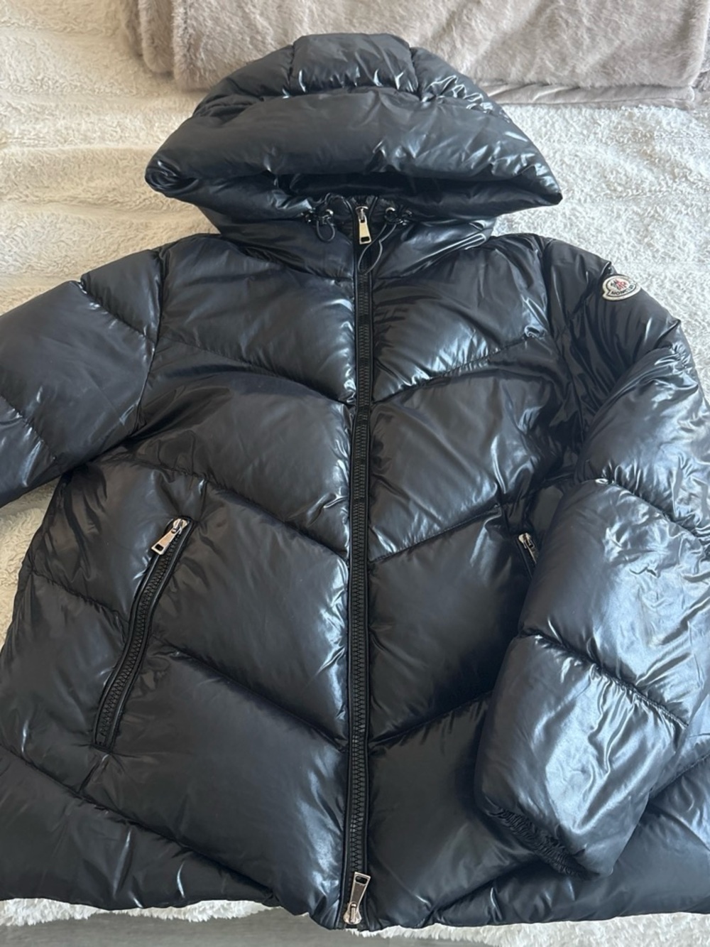 Moncler Black Shiny Puffer Jacket size large